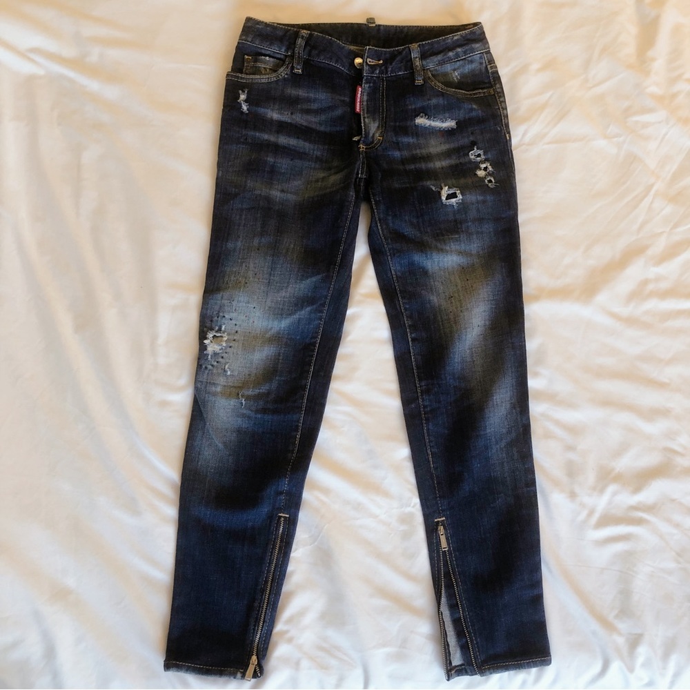 Dsquared2 Women Dark Denim Distressed Jeans